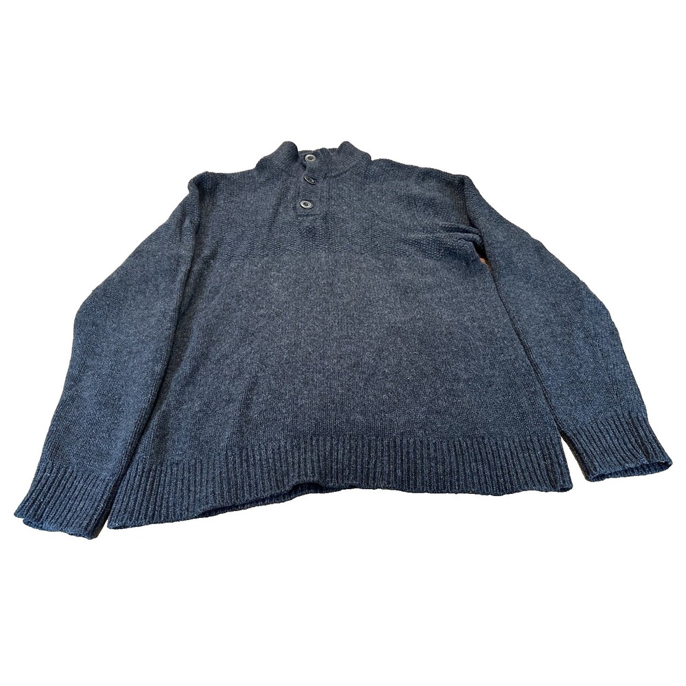 Vintage LL Bean Sweater 100% Lambs Wool Heavyweight Henley Size L